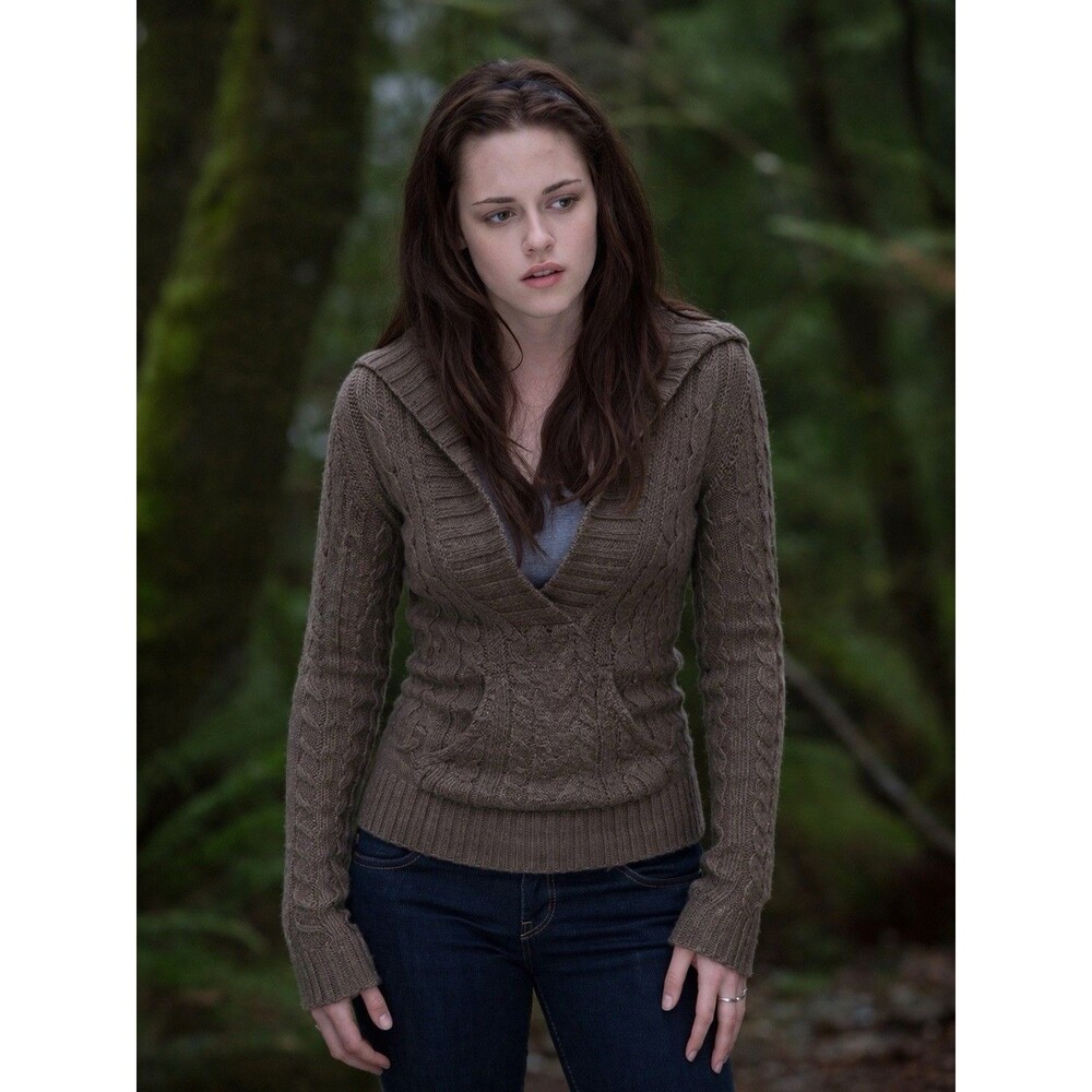 American Eagle Y2K Cable Knit Shawl Collar Sweater Alternative Bella Swan Sz M